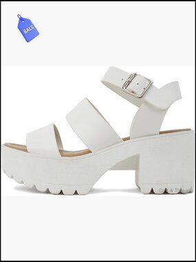 Open Toe Lug Sole Block Heel Sandals with Ankle Strap